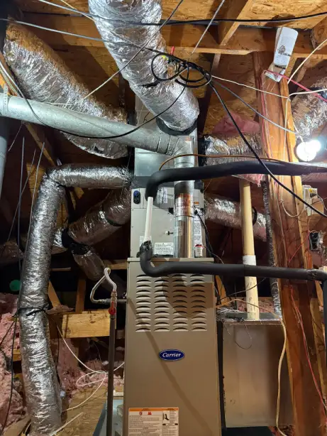 Carrier furnace with ductwork system in Houston attic - Master Cooling Connection
